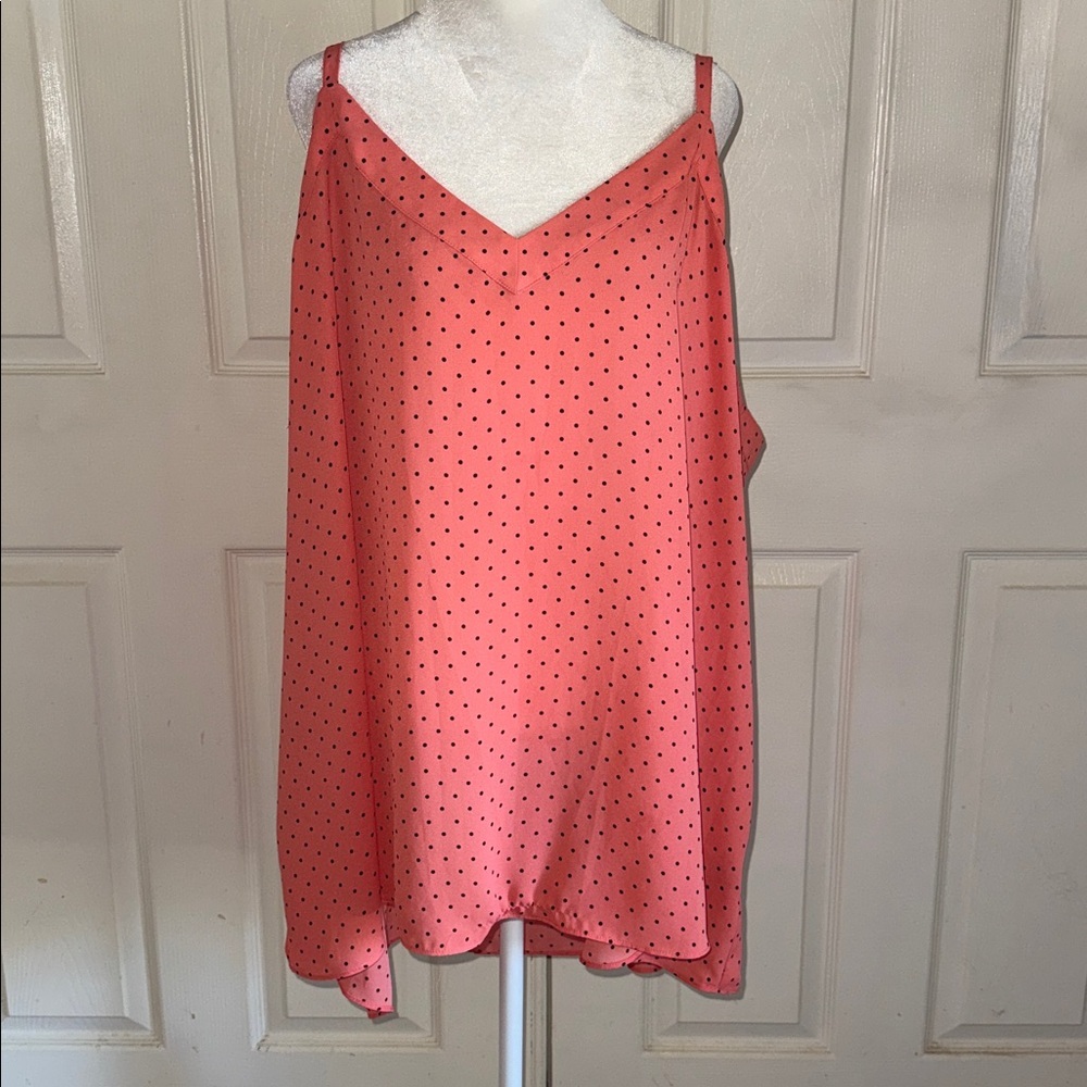 Torrid Sophie Coral And Black Dotted V Neck Cami - Picture 3 of 6